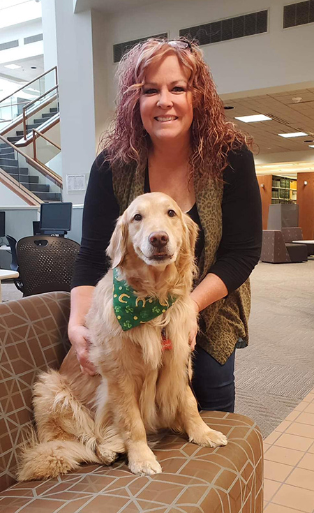 RLML's Sandy Nogle with Therapy Dog, Mabel