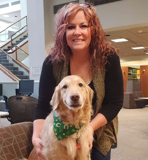 RLML's Sandy Nogle with Therapy Dog, Mabel