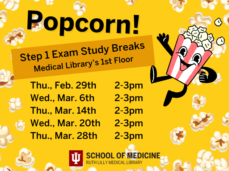 Step 1 Popcorn Breaks!! Stop by for popcorn on alternating Thursdays and Wednesdays! Starting this week on Feb 29th from 2-3pm.