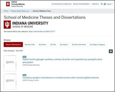 School of Medicine Theses and Dissertations collection homepage in IUPUI ScholarWorks, https://hdl.handle.net/1805/32777