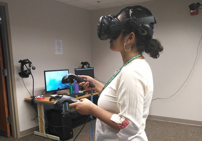 an image of girl wearing a VR headset